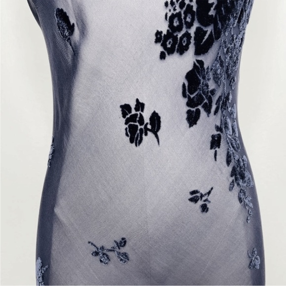 Vintage 90’s Y2K Silk Slip Dress Velvet Silk Dress Maxi Backless Dress Floral - Picture 6 of 8
